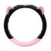 Pink Cat Ear Winter Plush Steering Wheel Cover Warm Car Wheel Protector Universal Car Accessories for Women