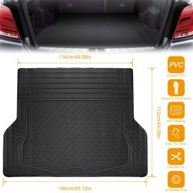 Universal Trunk Cargo PVC Floor Mat w/ Natural Rubber Material Heavy Duty Rubber Anti-Slipping Waterproof Easy Clean Cushion Kit