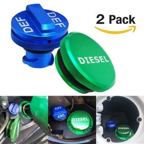 Fit 2013-2017 Dodge Ram Magnetic Aluminum Diesel Fuel Gas Cap & DEF Cap Blue Set