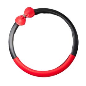 Black Red PU Steering Wheel Cover Bowknot Car Wheel Protector Universal Car Accessories for Women