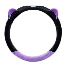 Purple Cat Ear Winter Plush Steering Wheel Cover Warm Car Wheel Protector Universal Car Accessories for Women