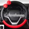 Black Red PU Steering Wheel Cover Bowknot Car Wheel Protector Universal Car Accessories for Women