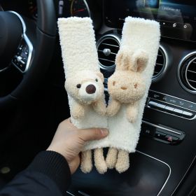 Cartoon Cute Plush Safety Belt Shoulder Protector For Car (Option: Rabbit Bear)