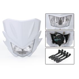 SPEEDPARK Universal Motorcycle Headlight Headlamp Fairing For Dirt Bike (Color: White)