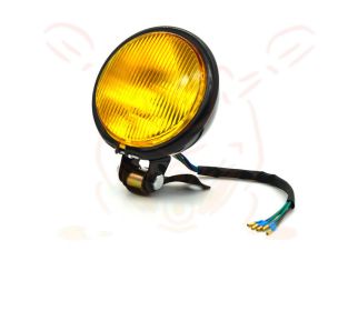 Retro Car Light Yellow Glass Retro Headlight Far And Near Fog Light (Color: Yellow)