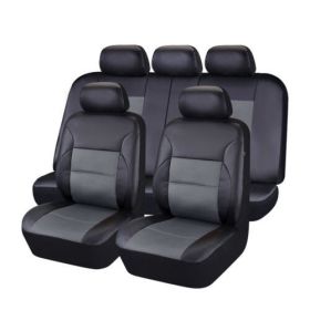 Auto Artificial Leather 5-seater Car Stitching Leather Seat Cover (Option: Grey-9piece set)