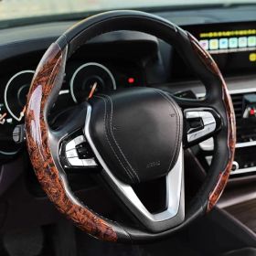 Peach Wood Grain Steering Wheel Sleeve (Option: Crystal Brown-38cm)