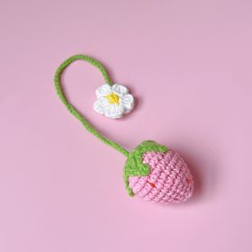 Wool Crochet Woven Strawberry Pendant (Color: Pink)