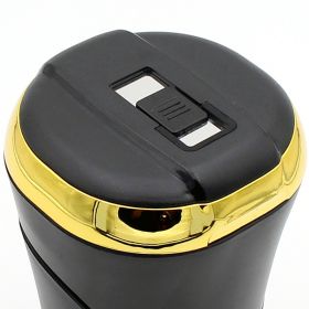 Push-pull Lighter Accessories Smokeless Detachable USB Rechargable Car Ashtray Home Portable Smell Proof With Lid LED Blue Light (Color: Gold)