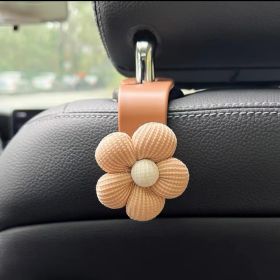 Multifunctional Khaki Temperament Small Flower Chair Back Storage Car Supplies Hook (Option: Single Brown)