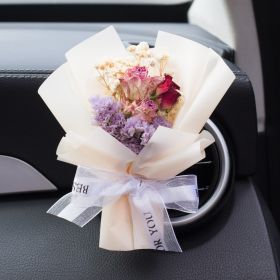 Car Aromatherapy Vent Perfume Creative Eternal Handmade Dried Bouquet RoseOrnament (Option: 01 Qingzi Champagne-Rose Flavor)