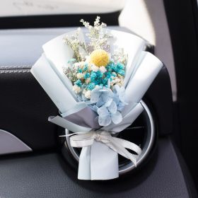 Car Aromatherapy Vent Perfume Creative Eternal Handmade Dried Bouquet RoseOrnament (Option: 04 Pull Wind Xuelai Azure-Rose Flavor)