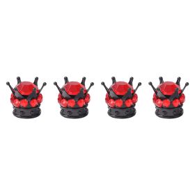 Crown Valve  Diamond Valve Core Tire Ornament (Option: Black-Red diamonds-1PCS)