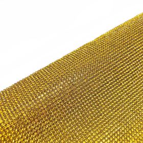 Rhinestones Paste Hot Drilling Glue Net Diamond Sticker (Option: Golden Yellow-12X20CM)