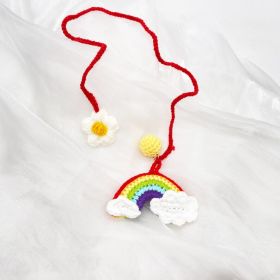 Handmade Crocheted Avocado Rainbow Flower Car Pendant (Option: Red Rainbow)