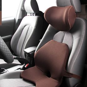 Car Waist On A Car With Memory Cotton (Option: Coffee-Waist pad and headrest)