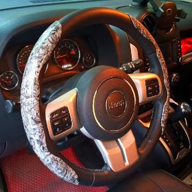 Peach Wood Grain Steering Wheel Sleeve (Option: Crystal Foreign Trade Grey-38cm)