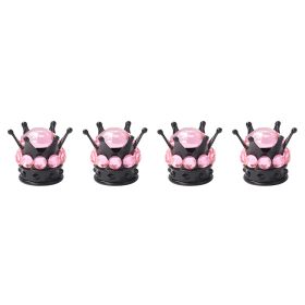 Crown Valve  Diamond Valve Core Tire Ornament (Option: Black-Pink diamonds-1PCS)