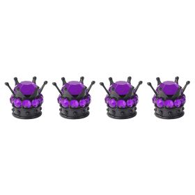 Crown Valve  Diamond Valve Core Tire Ornament (Option: Black-Purple diamonds-1PCS)