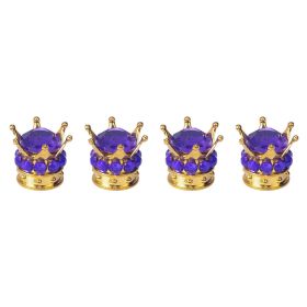 Crown Valve  Diamond Valve Core Tire Ornament (Option: Gold-Purple diamonds-1PCS)