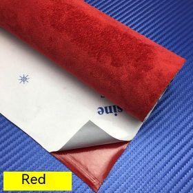 Self-adhesive Four-sided Elastic Suede Suede Car Interior Design Modification Furniture Decoration (Option: Red-20cm X74cm)