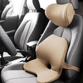 Car Waist On A Car With Memory Cotton (Option: Beige-Waist pad and headrest)