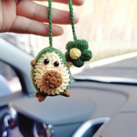 Handmade Crocheted Avocado Rainbow Flower Car Pendant (Option: Avocado)