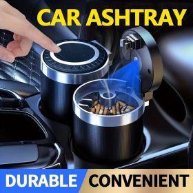 Car Ashtray Multi-functional Universal Household Portable Metal Liner Ashtray Car Accessories (Color: Red)