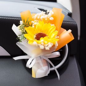 Car Aromatherapy Vent Perfume Creative Eternal Handmade Dried Bouquet RoseOrnament (Option: Emma Orange Colored Glaze-Rose Flavor)