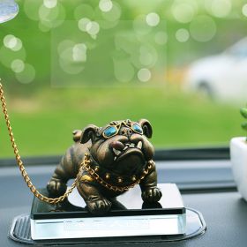 Bully Dog Personality Creative Car Interior Decoration Center Console Simulation (Color: Gold)