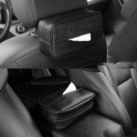 Car PU Hanging Leather Box Car Pumping Paper Bag (Option: Black medium 20.5x12x7.5cm)