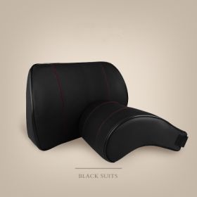 Car Memory Foam Headrest And Neck Cushion (Option: Black suit)