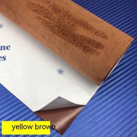 Self-adhesive Four-sided Elastic Suede Suede Car Interior Design Modification Furniture Decoration (Option: Yellow Brown-20cm X74cm)