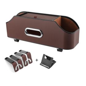 Multifunctional Car Tissue Box Water Cup Holder Buggy Bag (Color: Brown)