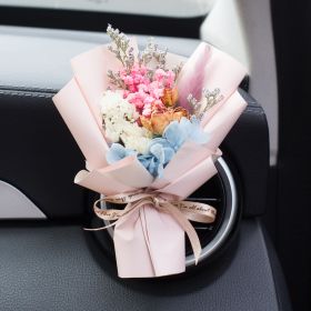 Car Aromatherapy Vent Perfume Creative Eternal Handmade Dried Bouquet RoseOrnament (Option: 06 Xiyan Lotus Root Color-Rose Flavor)