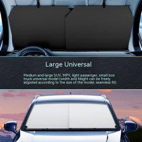 Car Sunshade Automatic Retractable Sunscreen Thermal Insulation Front Windshield Glass Tinted Shade Cover (Option: Large Size)