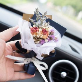 Car Aromatherapy Vent Perfume Creative Eternal Handmade Dried Bouquet RoseOrnament (Option: 09 Hawthorn Tree Navy Blue-Lemon Flavor)