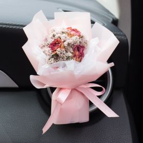 Car Aromatherapy Vent Perfume Creative Eternal Handmade Dried Bouquet RoseOrnament (Option: 11 Little Princess Pink-Lemon Flavor)